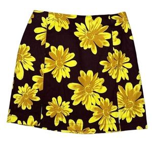 Brown and Yellow Daisy Flower Print Mini Skirt 7 Love on a Hanger